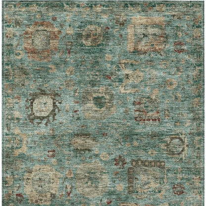 8' X 10' Blue And Teal Blue Abstract Washable Indoor Outdoor Area Rug HomeRoots