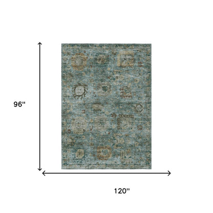8' X 10' Teal Blue And Aqua Abstract Washable Indoor Outdoor Area Rug HomeRoots