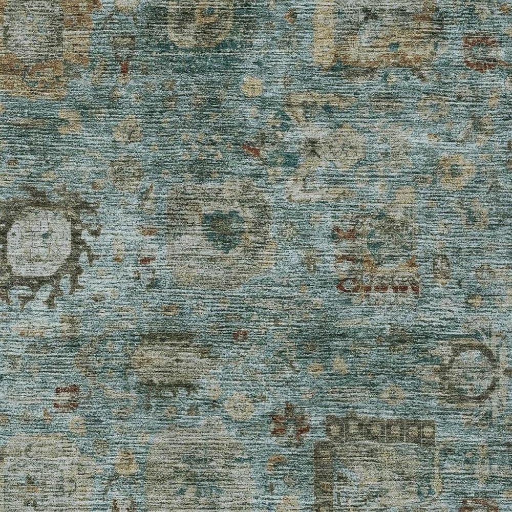 8' X 10' Teal Blue And Aqua Abstract Washable Indoor Outdoor Area Rug HomeRoots