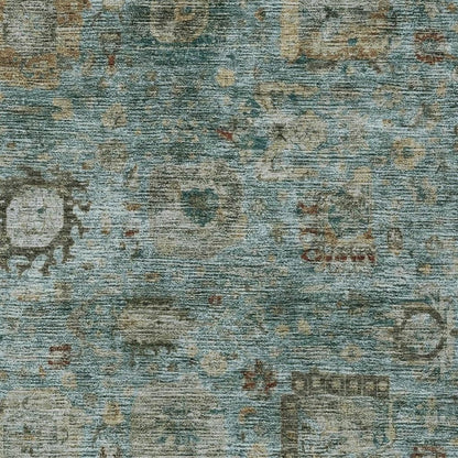 8' X 10' Teal Blue And Aqua Abstract Washable Indoor Outdoor Area Rug HomeRoots