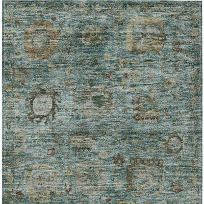8' X 10' Teal Blue And Aqua Abstract Washable Indoor Outdoor Area Rug HomeRoots