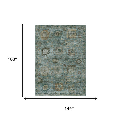 9' X 12' Teal Blue And Aqua Abstract Washable Indoor Outdoor Area Rug HomeRoots