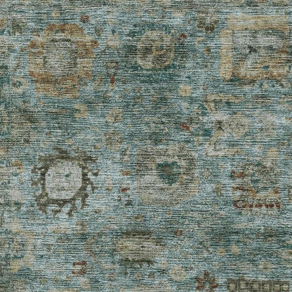 9' X 12' Teal Blue And Aqua Abstract Washable Indoor Outdoor Area Rug HomeRoots