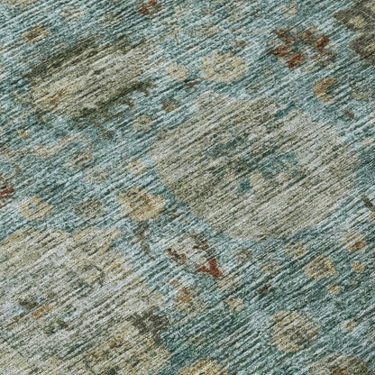 9' X 12' Teal Blue And Aqua Abstract Washable Indoor Outdoor Area Rug HomeRoots