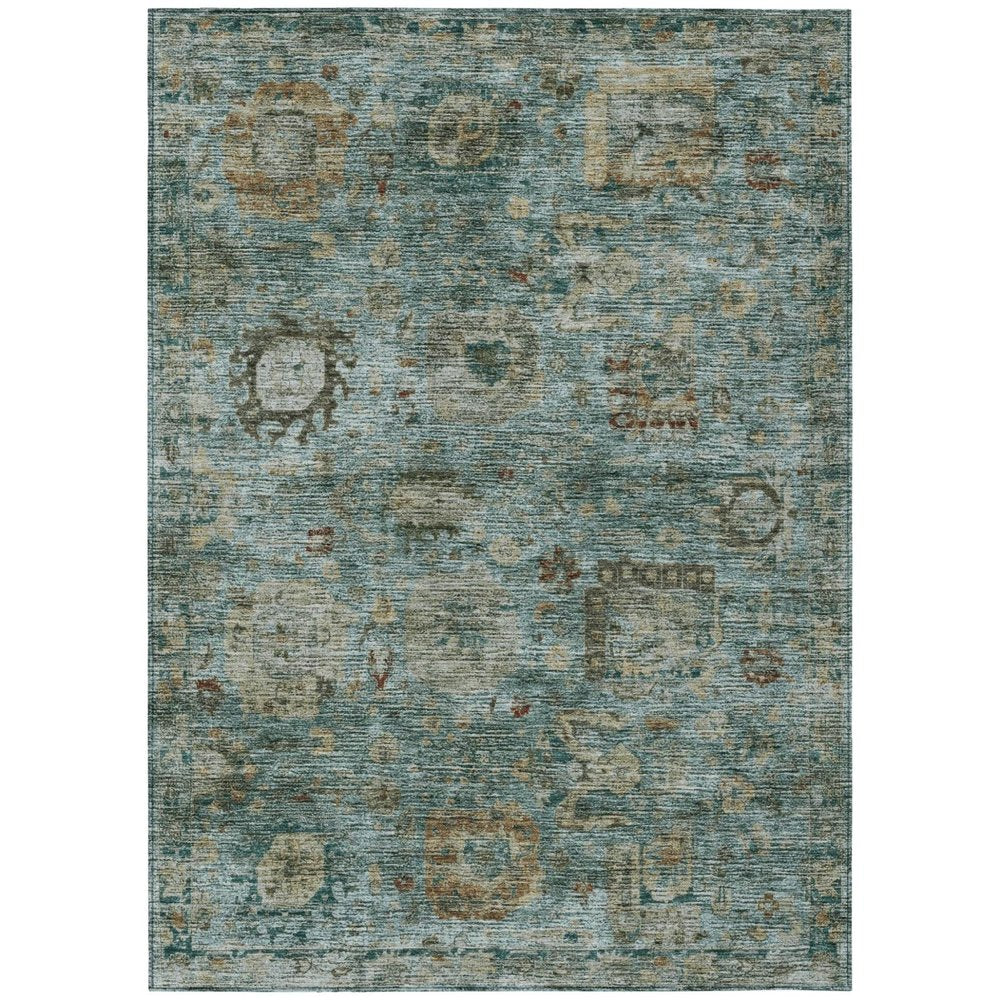 10' X 14' Teal Blue And Aqua Abstract Washable Indoor Outdoor Area Rug HomeRoots