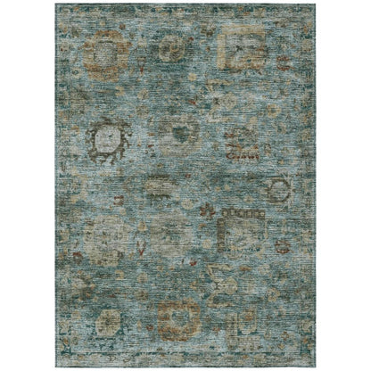 10' X 14' Teal Blue And Aqua Abstract Washable Indoor Outdoor Area Rug HomeRoots