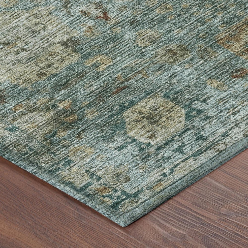 10' X 14' Teal Blue And Aqua Abstract Washable Indoor Outdoor Area Rug HomeRoots