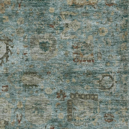 10' X 14' Teal Blue And Aqua Abstract Washable Indoor Outdoor Area Rug HomeRoots