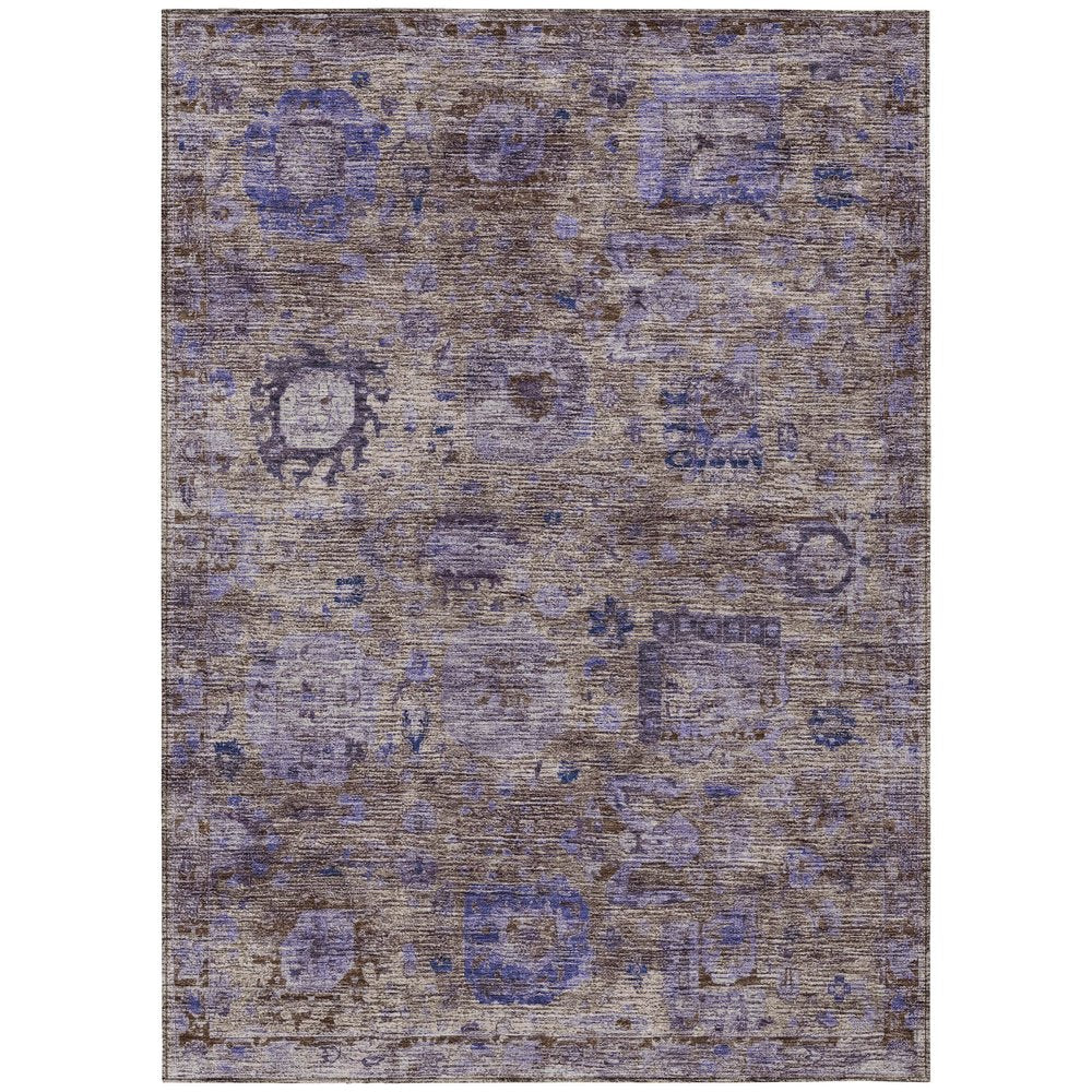 5' X 8' Brown And Plum Abstract Washable Indoor Outdoor Area Rug HomeRoots