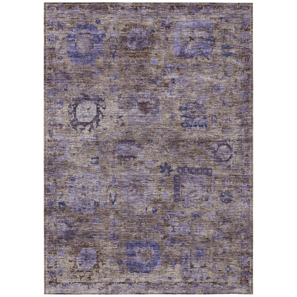 5' X 8' Brown And Plum Abstract Washable Indoor Outdoor Area Rug HomeRoots