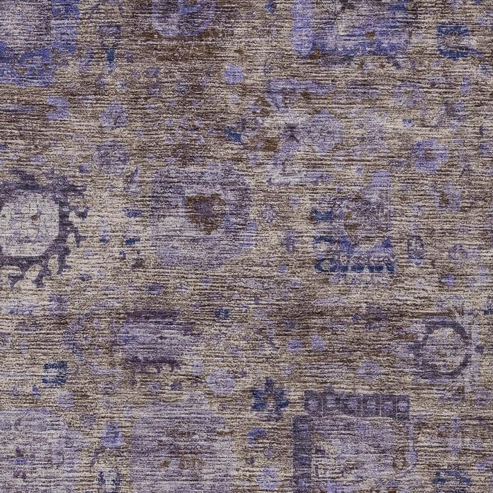 5' X 8' Brown And Plum Abstract Washable Indoor Outdoor Area Rug HomeRoots
