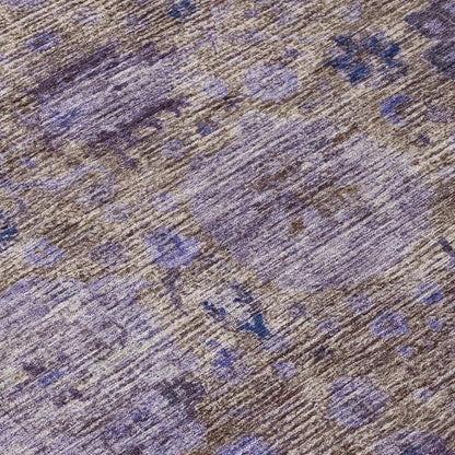8' Brown And Plum Round Abstract Washable Indoor Outdoor Area Rug HomeRoots