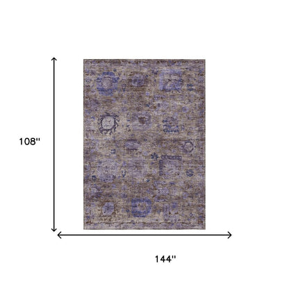 9' X 12' Brown And Plum Abstract Washable Indoor Outdoor Area Rug HomeRoots