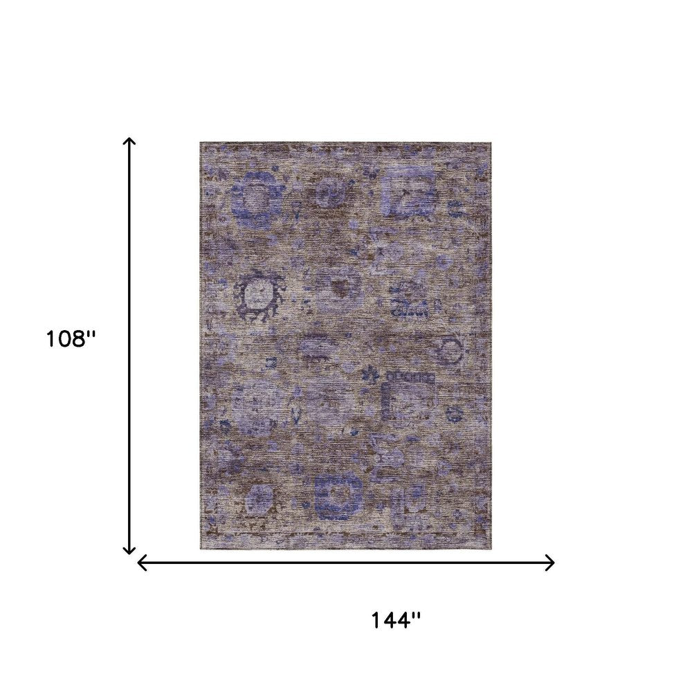 9' X 12' Brown And Plum Abstract Washable Indoor Outdoor Area Rug HomeRoots