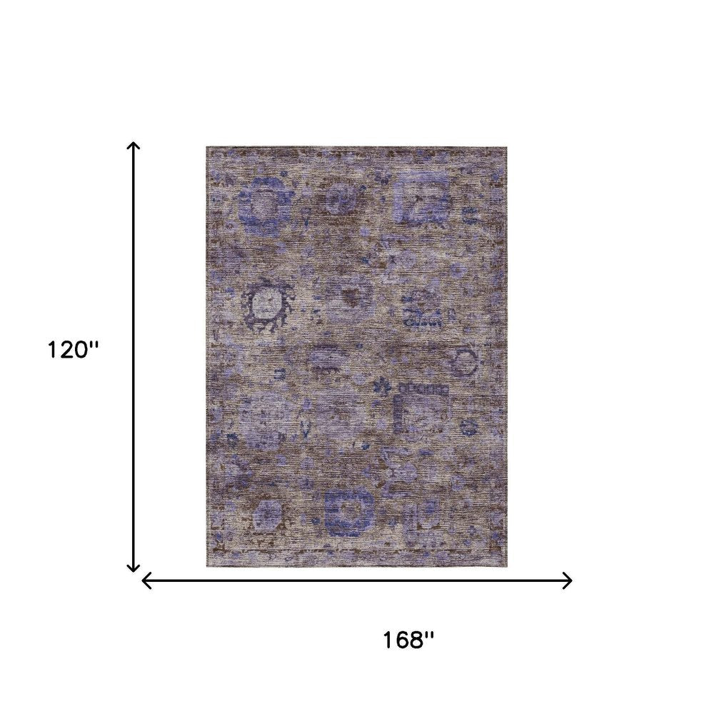 10' X 14' Brown And Plum Abstract Washable Indoor Outdoor Area Rug HomeRoots