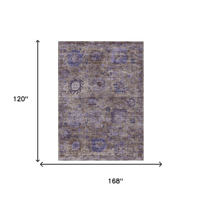 10' X 14' Brown And Plum Abstract Washable Indoor Outdoor Area Rug HomeRoots