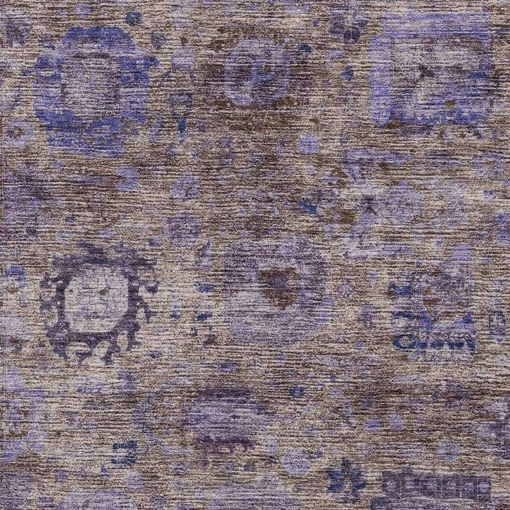 10' X 14' Brown And Plum Abstract Washable Indoor Outdoor Area Rug HomeRoots