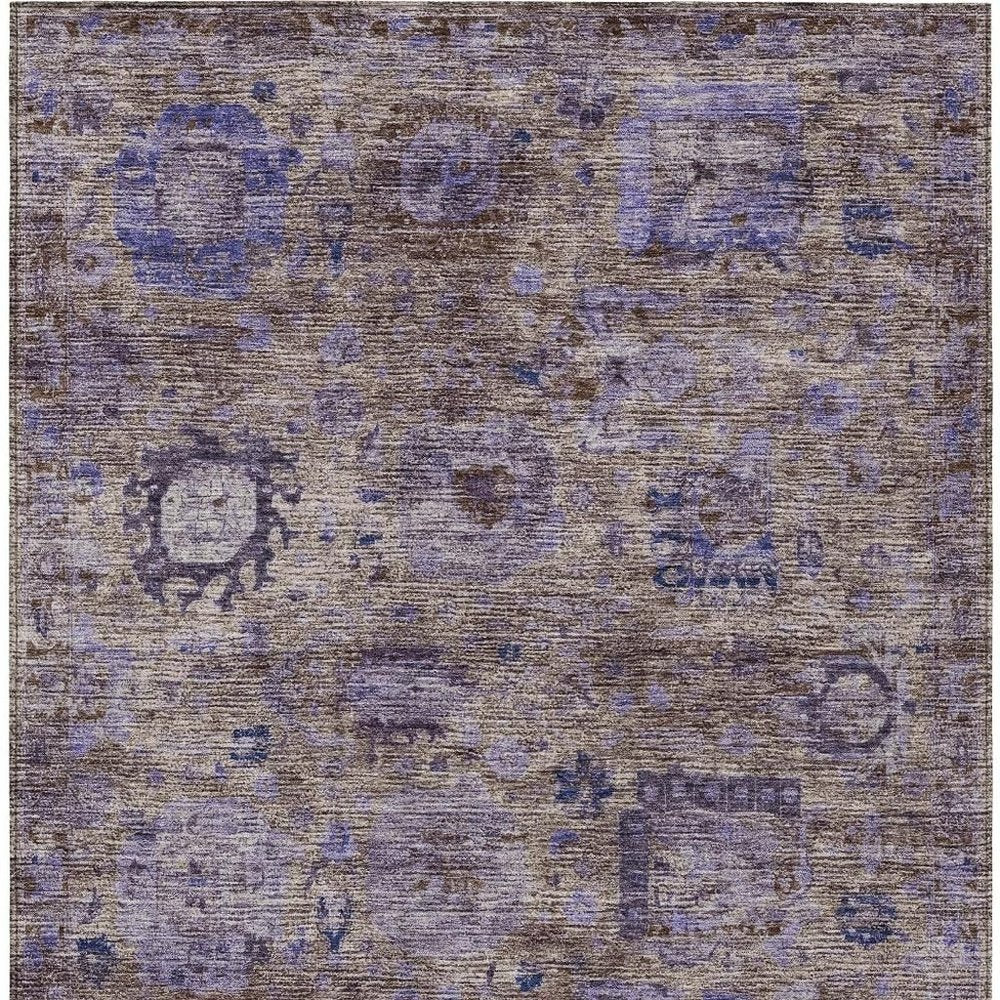 10' X 14' Brown And Plum Abstract Washable Indoor Outdoor Area Rug HomeRoots