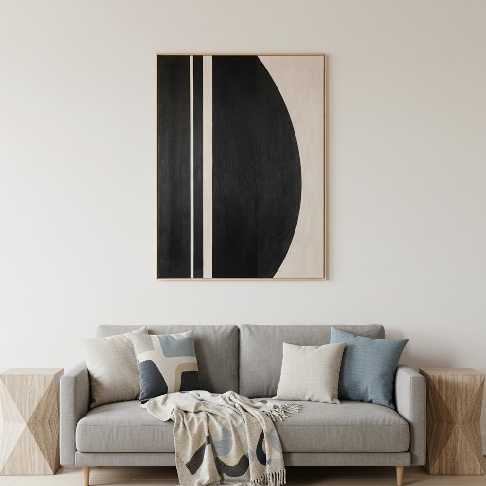 Drift Beyond I Hand Painted Light Brown Floater Frame Wall Art