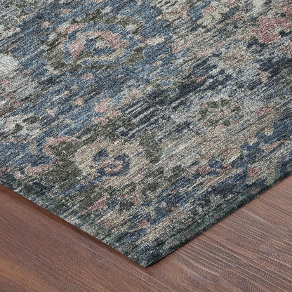 3' X 5' Denim Blue And Blue Floral Washable Indoor Outdoor Area Rug HomeRoots