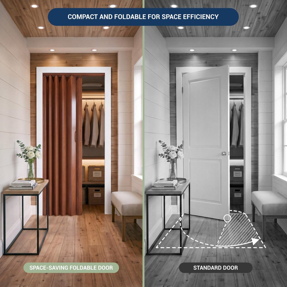 80" X 32" Walnut PVC Accordion Door — view 7