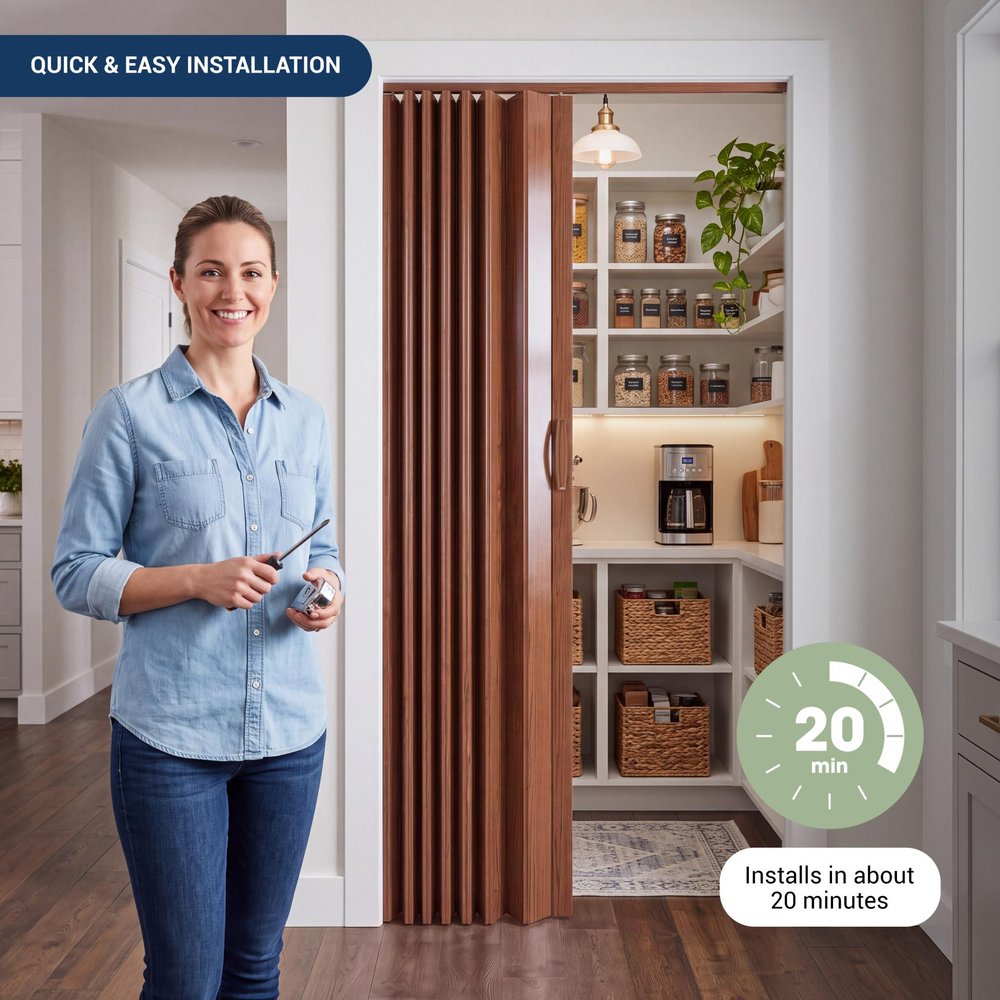 80" X 36" Walnut PVC Accordion Door