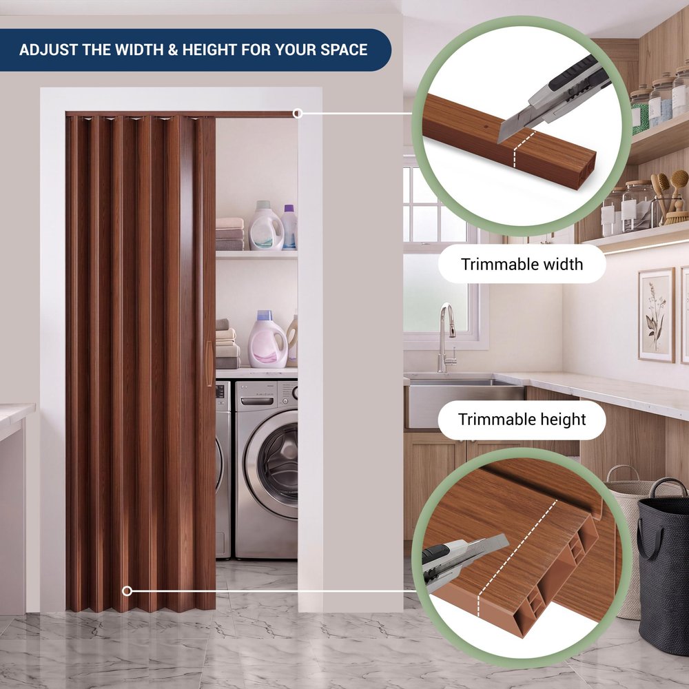 80" X 36" Walnut PVC Accordion Door