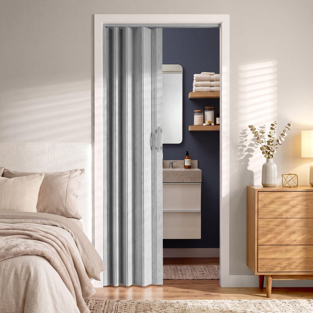 80" X 36" Gray PVC Accordion Door