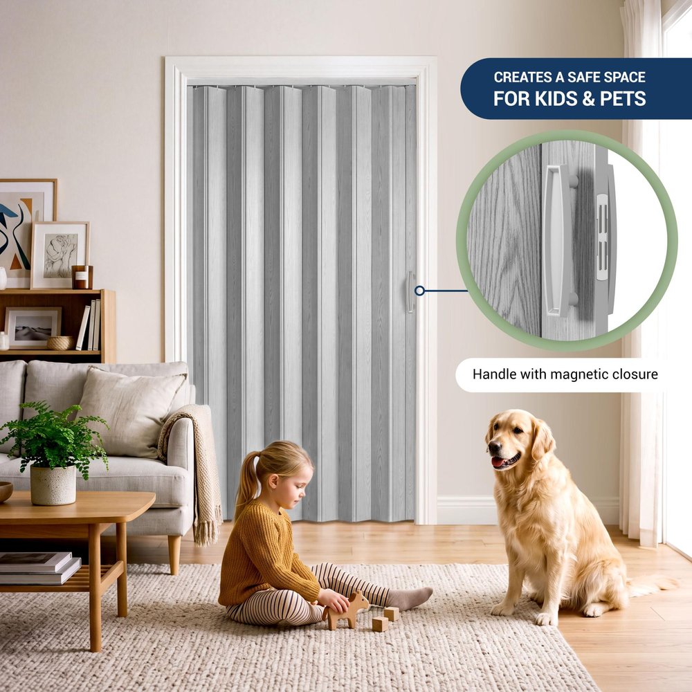80" X 36" Gray PVC Accordion Door — view 9