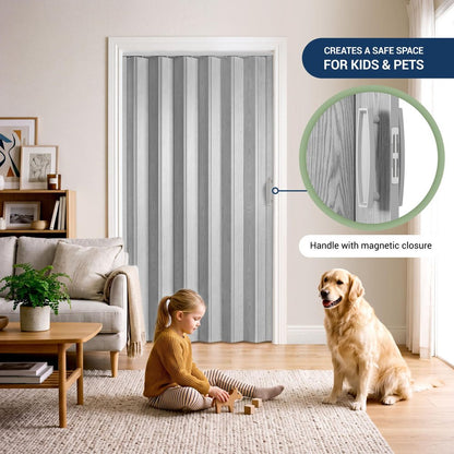 80" X 36" Gray PVC Accordion Door