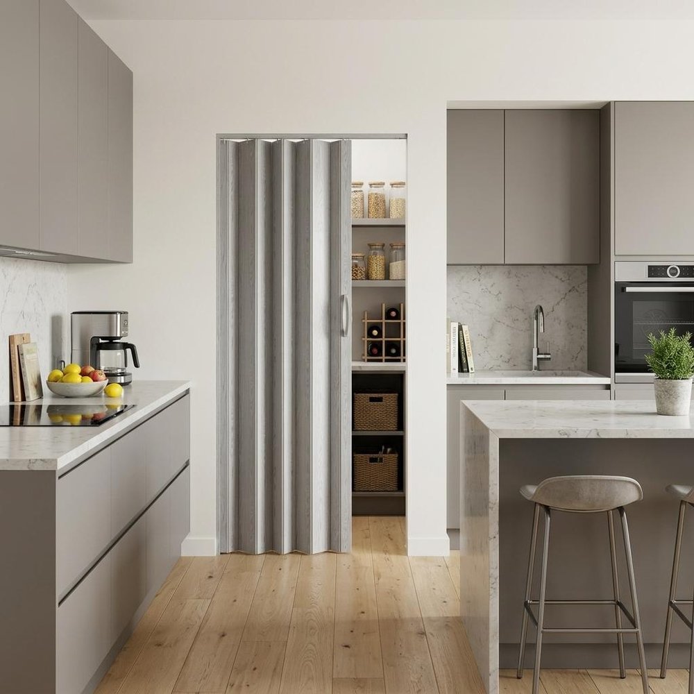 80" X 36" Gray PVC Accordion Door — view 2