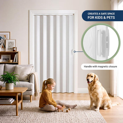 80" X 48" White PVC Accordion Door