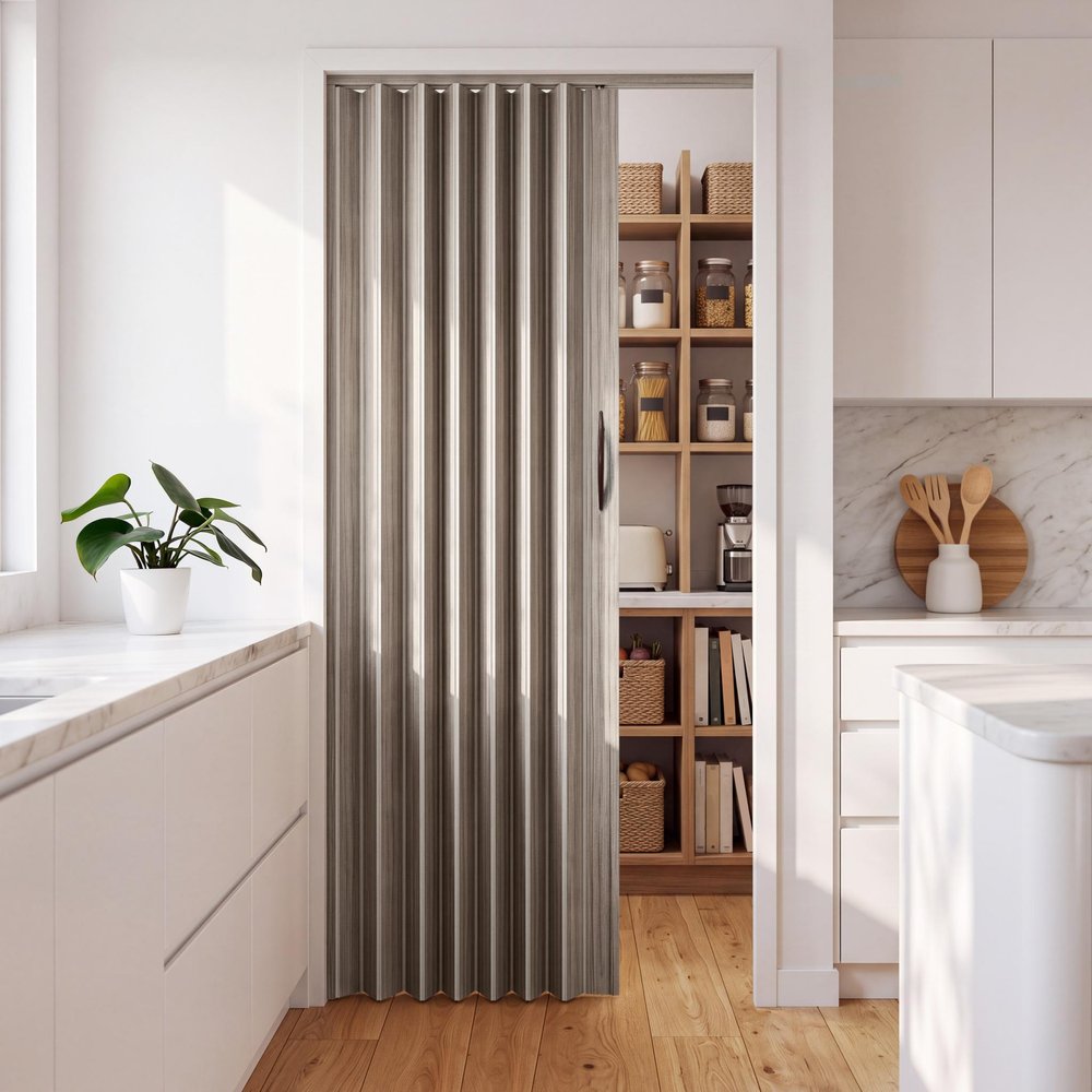 80" X 36" Taupe PVC Accordion Door
