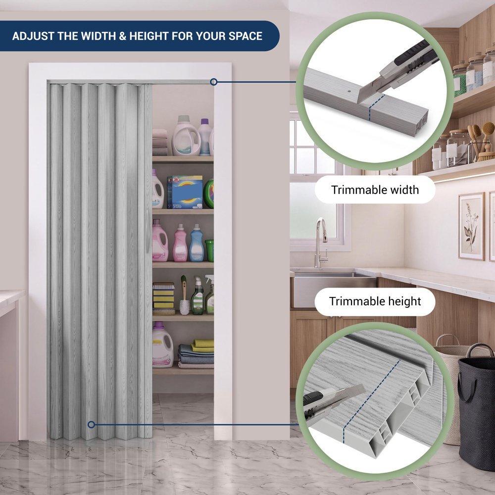 80" X 48" Granite Gray PVC Accordion Door — view 8