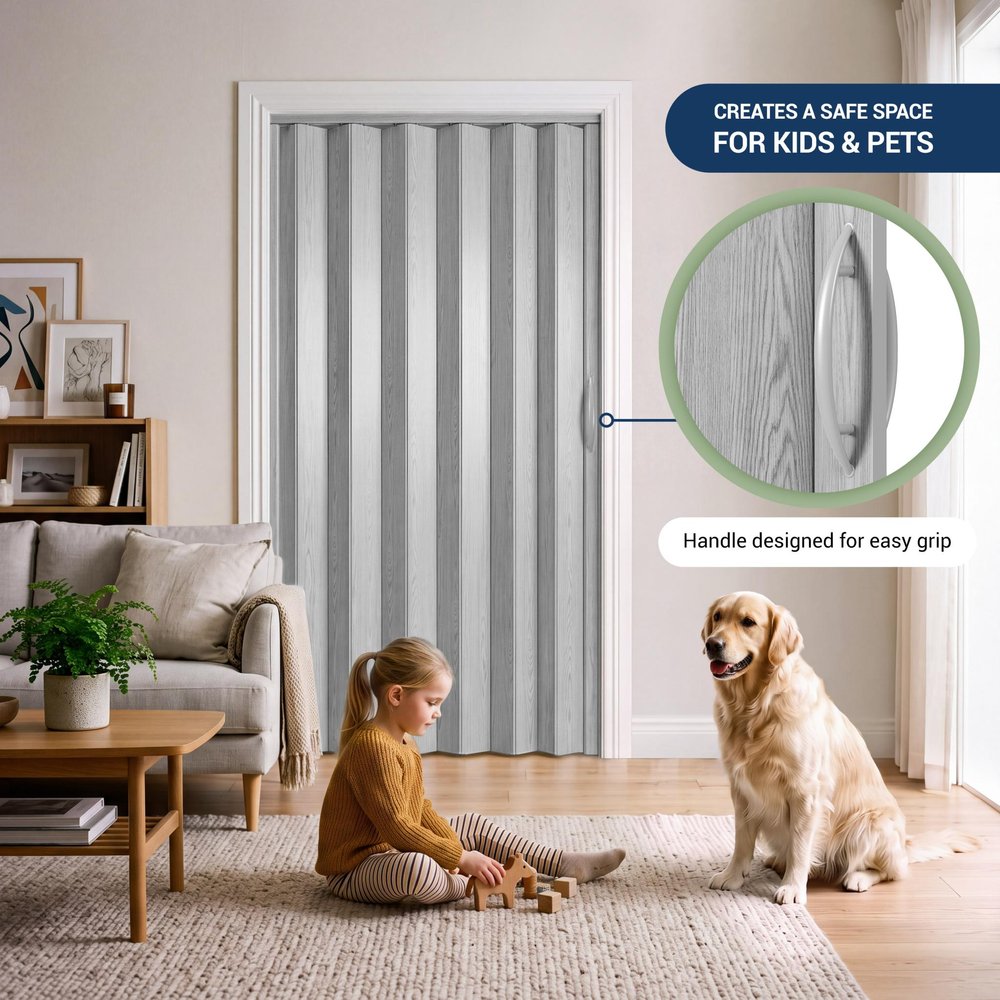 80" X 48" Granite Gray PVC Accordion Door — view 9