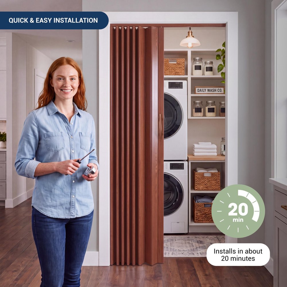 80" X 48" Walnut PVC Accordion Door — view 5