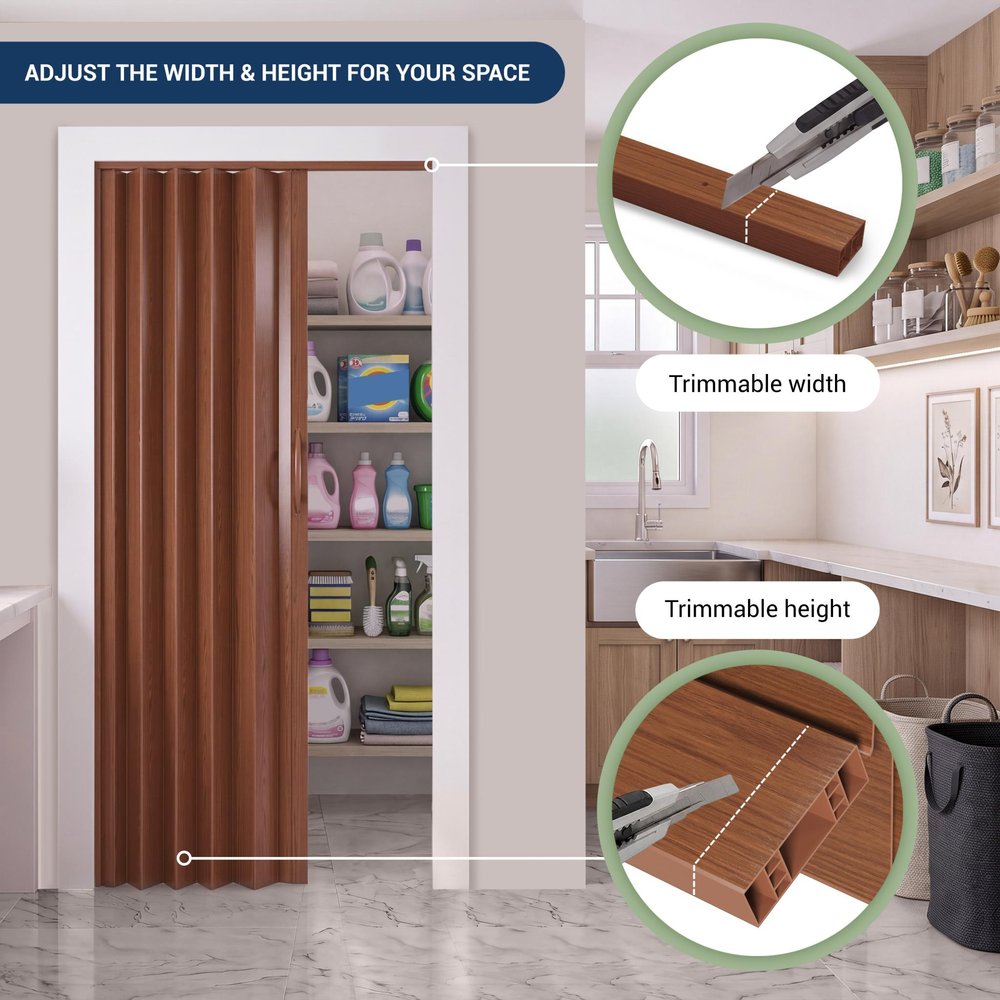 80" X 48" Walnut PVC Accordion Door