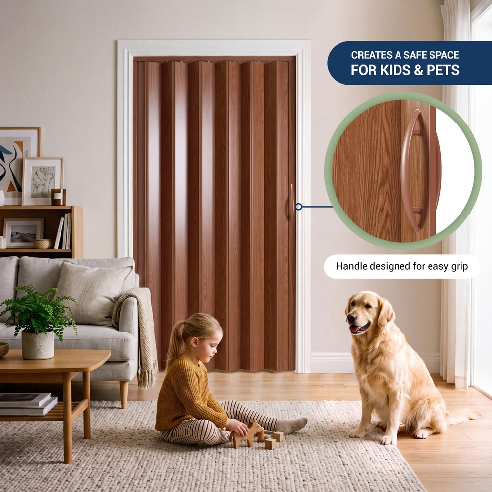 80" X 48" Walnut PVC Accordion Door