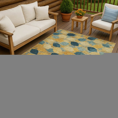 9' X 12' Gold And Wheat Floral Washable Indoor Outdoor Area Rug HomeRoots