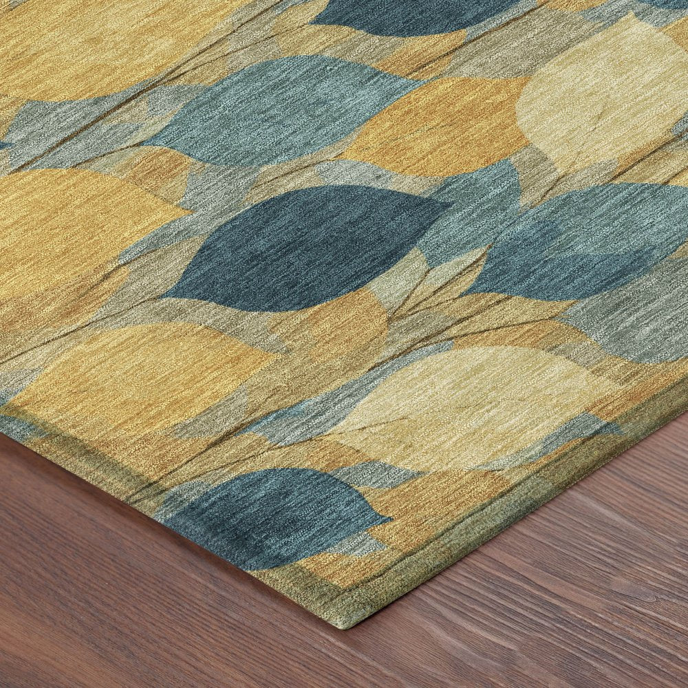 9' X 12' Gold And Wheat Floral Washable Indoor Outdoor Area Rug HomeRoots