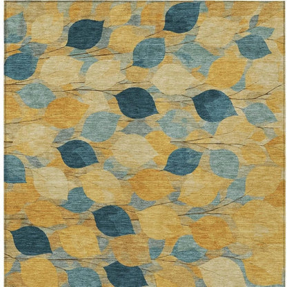 9' X 12' Gold And Wheat Floral Washable Indoor Outdoor Area Rug HomeRoots