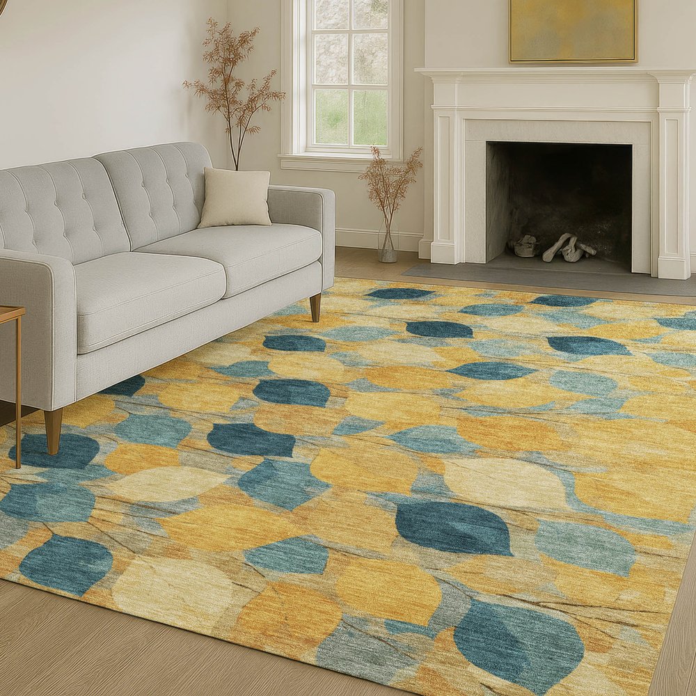 9' X 12' Gold And Wheat Floral Washable Indoor Outdoor Area Rug HomeRoots