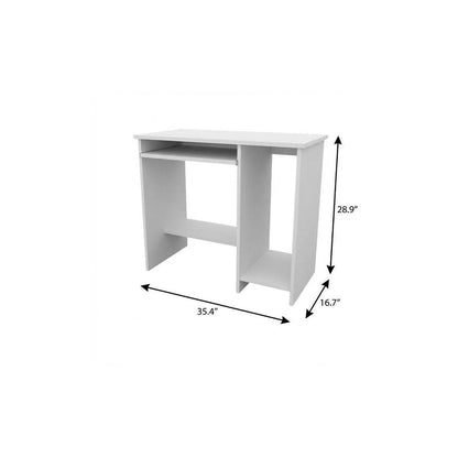 35" White Wood Computer Desk HomeRoots