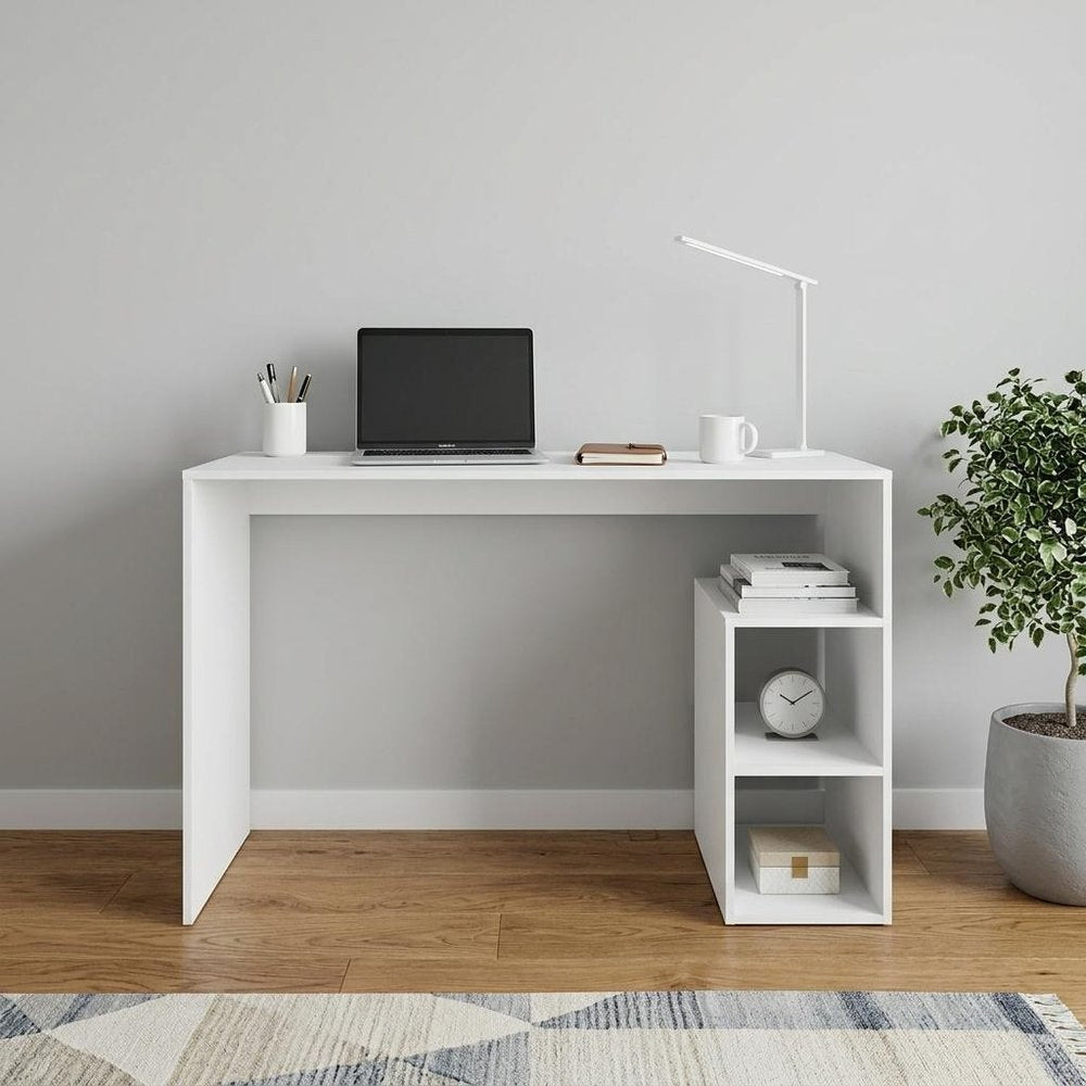47" White Wood Pedestal Computer Desk HomeRoots