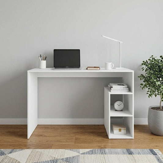 47" White Wood Pedestal Computer Desk HomeRoots