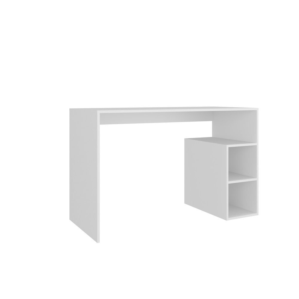 47" White Wood Pedestal Computer Desk — view 3