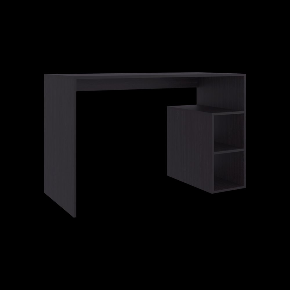 47" Black Wood Pedestal Computer Desk