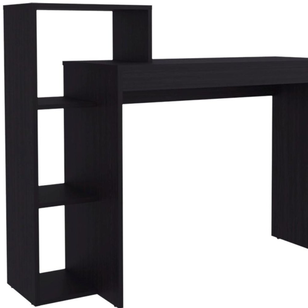 43" Black Wood Pedestal Computer Desk — view 5