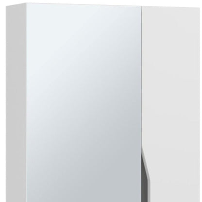 7" White Wood Floating Double Door Bathroom Vanity And Medicine Cabinet With Mirror