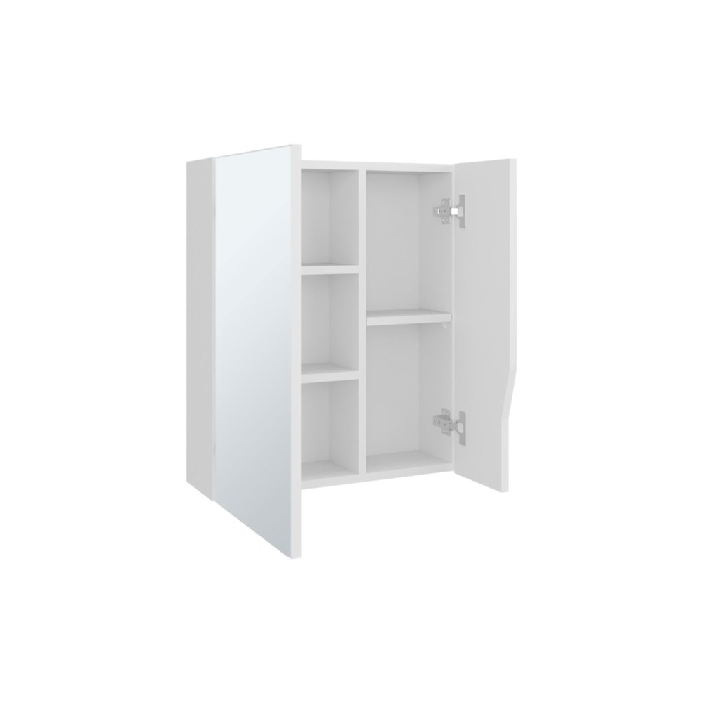7" White Wood Floating Double Door Bathroom Vanity And Medicine Cabinet With Mirror — view 2